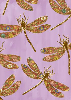 Lilac Oriental Colourmix Dragonfly A4 Backing Paper