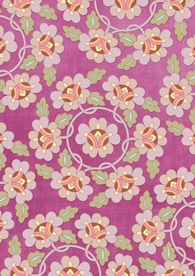 Cerise Oriental Lotus Colour A4 Backing Paper