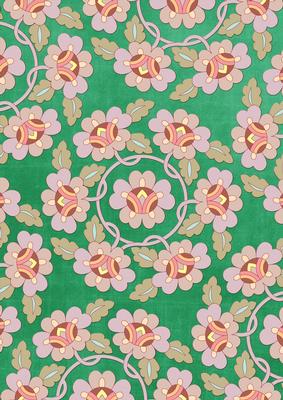Dark Green Oriental Lotus Colour A4 Backing Paper