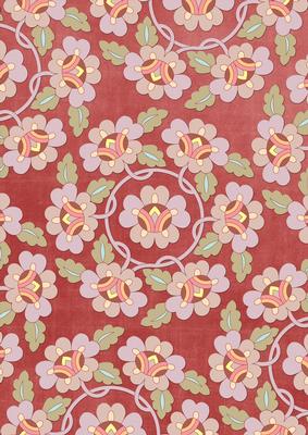 Dark Red Oriental Lotus Colour A4 Backing Paper