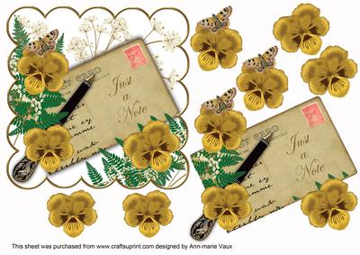 Gold Pansy Just a Note Ink Saver 6in Step by Step