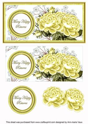 Lemon Roses Many Happy Returns Dl Decoupage Topper