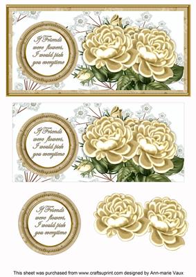 Cream Roses If Friends Were -  Dl Decoupage Topper