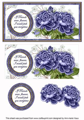 Dblue Roses If Friends Were -  Dl Decoupage Topper