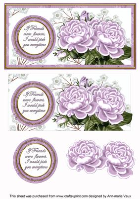 Lilac Roses If Friends Were -  Dl Decoupage Topper