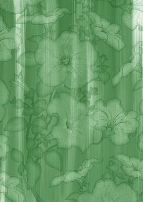 Mid Green Allover Large Painted Flora A4 Backing Paper
