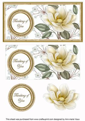 Cream Magnolia Thinking of You Floral Dl Decoupage Topper