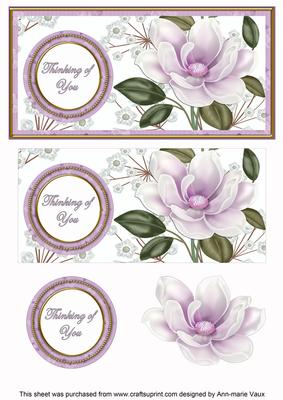 Lilac Magnolia Thinking of You Floral Dl Decoupage Topper