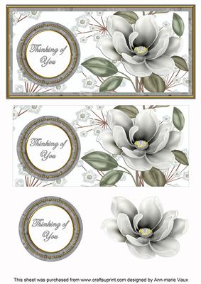 Silver Magnolia Thinking of You Floral Dl Decoupage Topper