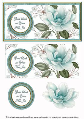 Dteal Magnolia Good Luck New Job Floral Dl Decoupage Topper