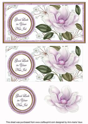 Lilac Magnolia Good Luck New Job Floral Dl Decoupage Topper