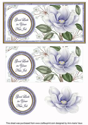 Pblue Magnolia Good Luck New Job Floral Dl Decoupage Topper