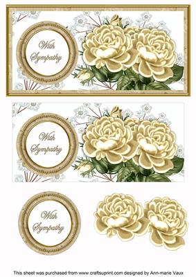 Cream Roses with Sympathy Dl Decoupage Topper