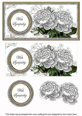 Silver Roses with Sympathy Dl Decoupage Topper