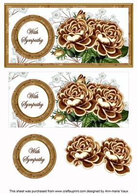Vtea Roses with Sympathy Dl Decoupage Topper