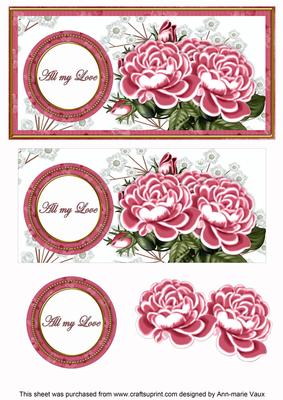 Cerise Roses All My Love Dl Decoupage Topper