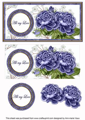 Dblue Roses All My Love Dl Decoupage Topper