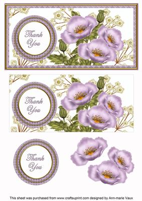 Lilac Poppy Thank You Dl Decoupage Topper