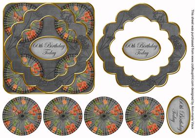Black Sweet Peas 60th Birthday 3D Rosette Topper