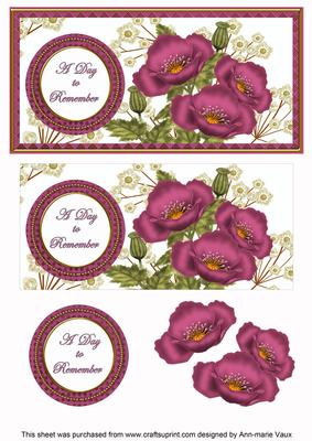 Cerise Poppy Day to Remember Dl Decoupage Topper
