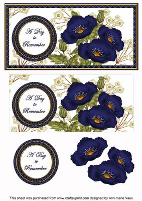 Dblue Poppy Day to Remember Dl Decoupage Topper