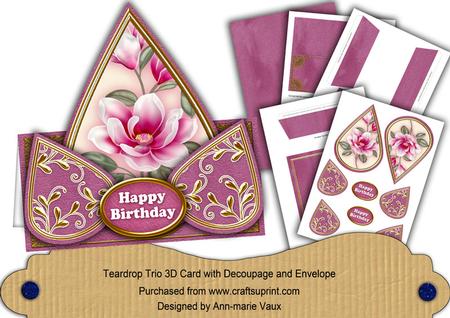 Cerise Magnolia Happy Birthday Teardrop Trio Kit
