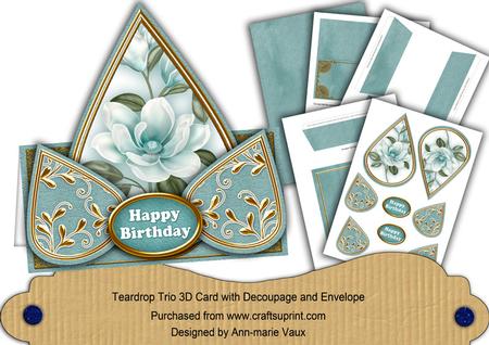 Teal Magnolia Happy Birthday Teardrop Trio Kit