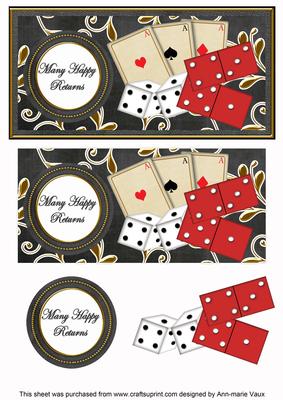 Black Games Many Happy Returns Dl Decoupage Topper