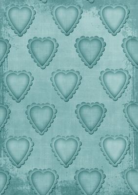 Dusky Teal Double Hearts A4 Backing Paper