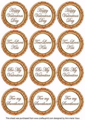Borange Valentines Day Round Sentiment Toppers