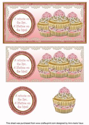 Pink Cupcake Minute on the Lips Dl Decoupage Topper