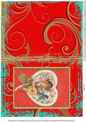 Red Heart Love or Valentine Fold Back Card