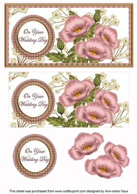 Pink Poppy Wedding Day Dl Decoupage Topper