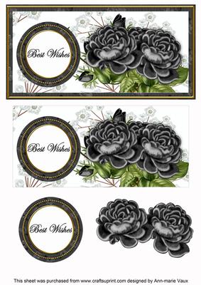 Black Roses Best Wishes Dl Decoupage Topper