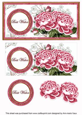 Cerise Roses Best Wishes Dl Decoupage Topper