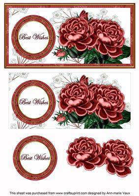 Dred Roses Best Wishes Dl Decoupage Topper