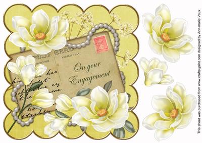 Lemon Magnolia Your Enagagement 8in Decoupage Topper