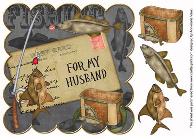 Black Fishing for My Husband 8in Decoupage Step by Step