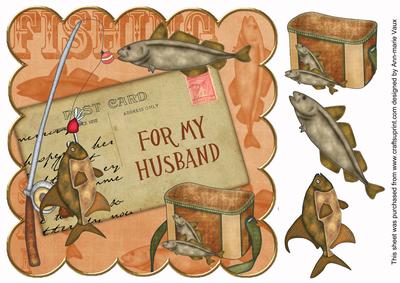 Borange Fishing for My Husband 8in Decoupage Step by Step