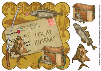 Gold Fishing for My Husband 8in Decoupage Step by Step