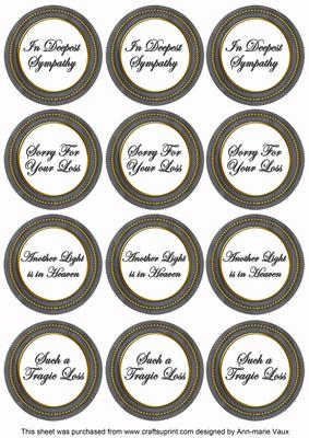 Black in Sympathy Round Sentiment Toppers