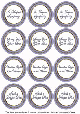 Blue in Sympathy Round Sentiment Toppers