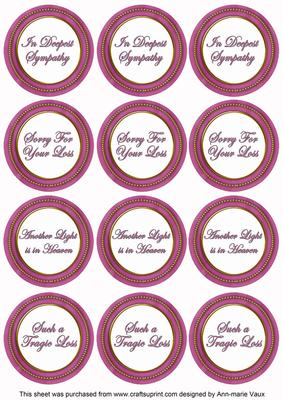 Cerise in Sympathy Round Sentiment Toppers