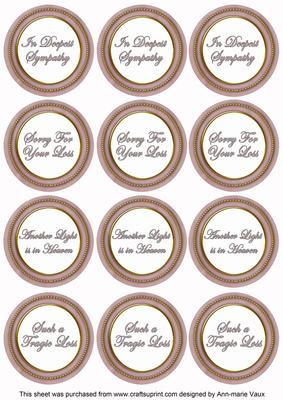 Dpink in Sympathy Round Sentiment Toppers