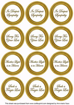 Gold in Sympathy Round Sentiment Toppers