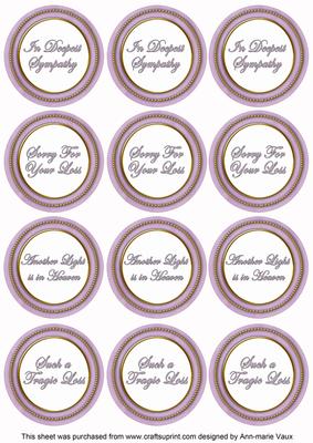 Lilac in Sympathy Round Sentiment Toppers