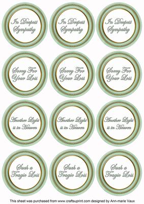 Mint Green in Sympathy Round Sentiment Toppers