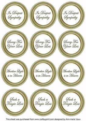 Olive in Sympathy Round Sentiment Toppers