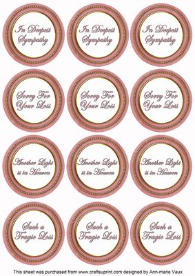 Pink in Sympathy Round Sentiment Toppers