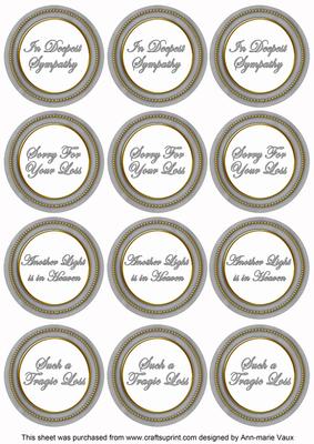 Silver in Sympathy Round Sentiment Toppers
